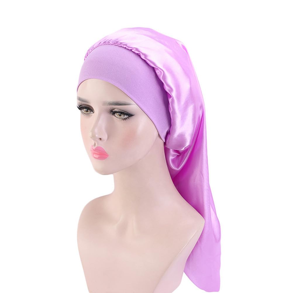 Long Satin Bonnet for Women Silky Sleep Caps for Braids Dreadlocks Curly Hair Care (Light Purple) Beauty and Personal Care Fxhixiy