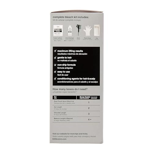 KISS Lift Up Complete Hair Bleach & Icy Silver Toner Kit, Gentle Conditioning Formula that Reduces Brassiness, Complete 6-Pc DIY Bleach Kit, ICE Beauty & Personal Care KISS