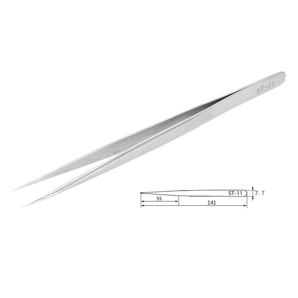5.51" Stainless Steel Pointed Straight Tweezer, Professional Eyelash Extension Straight Tweezers for Nail Art Hair Eyebrow Beauty and Personal Care Pongnas