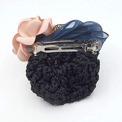 Women Hair Bun Cover Net Snood Hairnet Bowknot Decor Barrette Hair Clip Bow Ribbon Flower Hair Accessories For Stewardess Banks Hotels Restaurant Beauty & Personal Care NATUWORLD