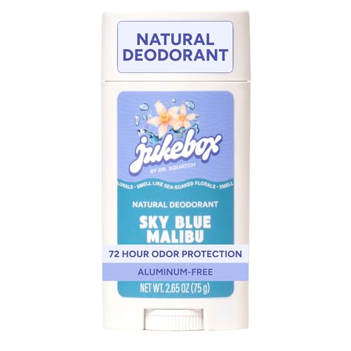 Jukebox Natural Women’s Deodorant - Aluminum Free, 72 Hour Odor Protection - Made with Arrowroot, Charcoal & Postbiotics - Sky Blue Malibu, 2.65 oz Beauty and Personal Care JUKEBOX