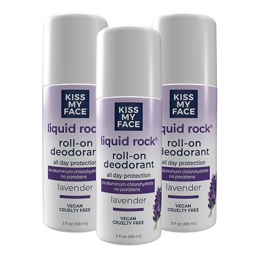 Kiss My Face Liquid Rock Roll-On Deodorant, All Day Protection, Vegan and Cruelty Free, Lavender Scent, 3 Fl Oz, Pack of 3 Beauty and Personal Care Kiss My Face