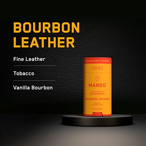Mando Bourbon Leather Body Deodorant - 72 Hour Odor Control, Aluminum Free, Baking Soda Free - 3.0 Oz Tube and 2.6 Oz Solid Stick Beauty and Personal Care Mando