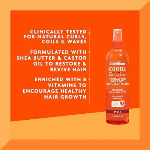 Cantu Comeback Curl Next Day Curl Revitalizer for Natural Hair with Pure Shea Butter, 12 fl oz (Pack of 3) Beauty & Personal Care Cantu