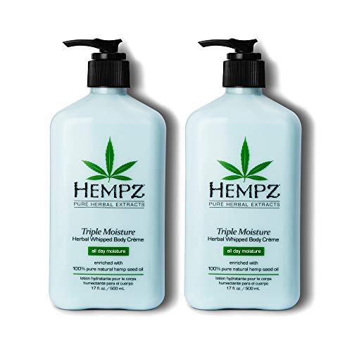 Hempz Natural Triple Moisture Herbal Whipped Body Cream with 100% Pure Hemp Seed Oil for 24-Hour Hydration, Moisturizing Vegan Skin Lotion with Yangu Beauty & Personal Care Hempz