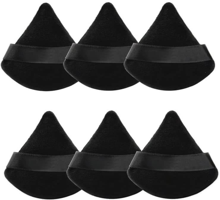 6 Black Pieces of Triangle Powder Puff Makeup Sponge, Powder Black Makeup Sponge Esponja de Maquillaje para Rostro Powder Puffs forFace Powder Face
