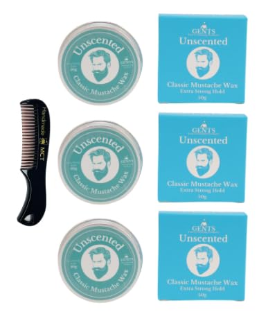 G.B.S Strong Hold Fragrance Free Mustache Wax, Easy Application, Restyleable, long lasting hold with Styling Comb (1.7 oz) (3 Pack, Unscented) Beauty and Personal Care G.B.S
