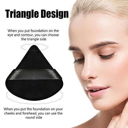 6 Black Pieces of Triangle Powder Puff Makeup Sponge, Powder Black Makeup Sponge Esponja de Maquillaje para Rostro Powder Puffs forFace Powder Face