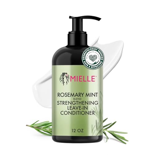 Mielle Organics Rosemary Mint Strengthening Leave In Conditioner for Curly Hair - Hydrating Hair Moisturizer Infused with Biotin to Soften, Protect &