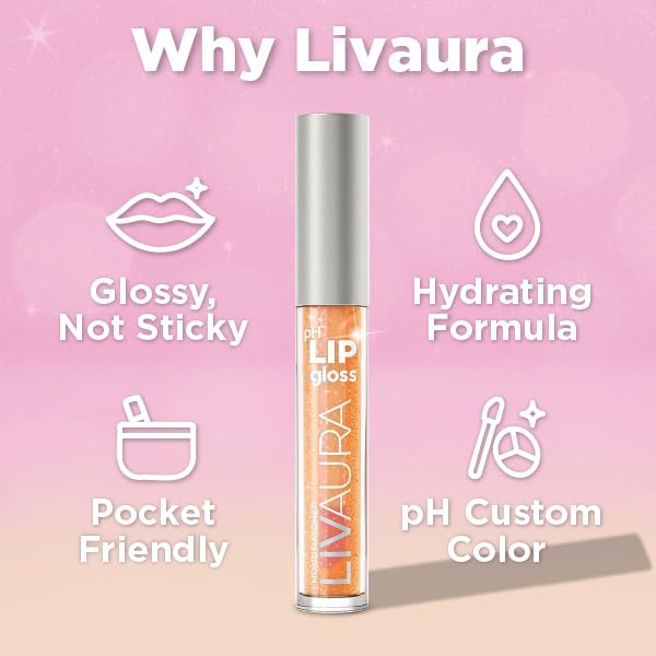 LIVAURA Shimmer Lip Gloss pH Activated, Glitter Lip Gloss for Women, Glossy, Shiny, Sparkly LipGloss, High-Shine Glittery Lipstick, Glimmer Sparkle Beauty & Personal Care LIVAURA