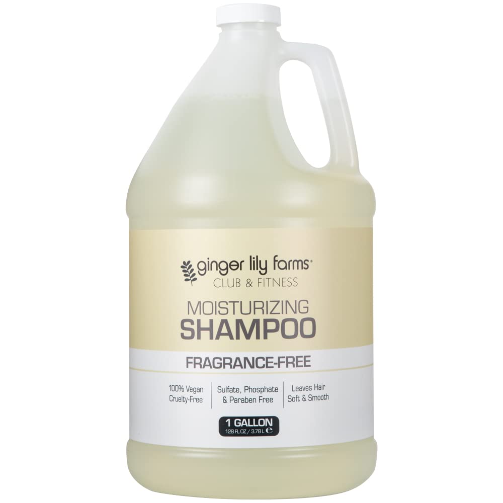 Ginger Lily Farms Club & Fitness Moisturizing Shampoo for All Hair Types, 100% Vegan & Cruelty-Free, Fragrance Free, 1 Gallon (128 fl oz) Refill Beauty and Personal Care Ginger Lily Farms