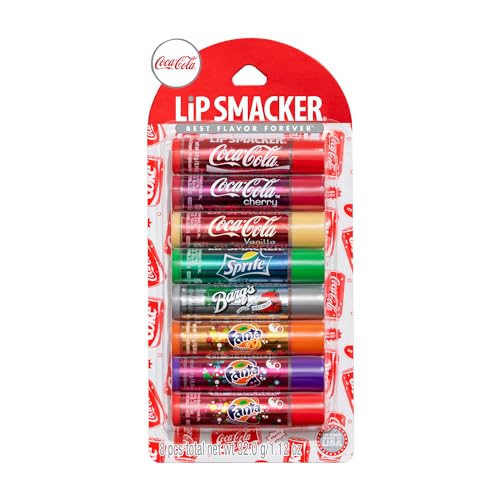 Lip Smacker Coca-Cola Flavored Balm, 8 Count, Flavors Coke, Cherry Vanilla Sprite, Root Beer, Orange Fanta, Grape Strawberry Fanta Beauty & Personal Care Lip Smacker