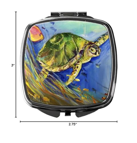 Caroline's Treasures JMK1262SCM Loggerhead Sea Turtle Compact Mirror Decorative Travel Makeup Mirror for Women Girls Gifts Pocket Makeup Mirror Beauty & Personal Care Caroline's Treasures