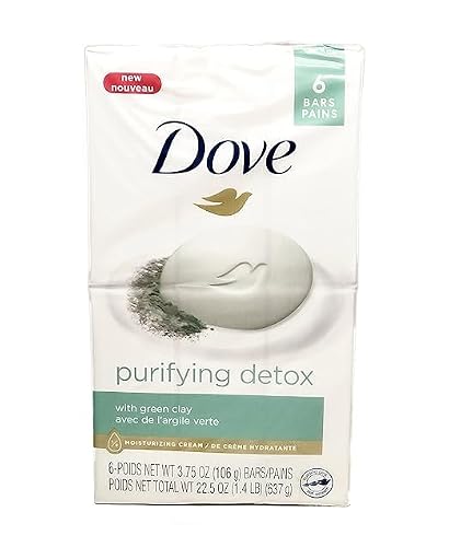 Dove Purifying Detox with Green Clay Bar Soap, 3.75 oz, Pack of 6 Beauty & Personal Care Dove