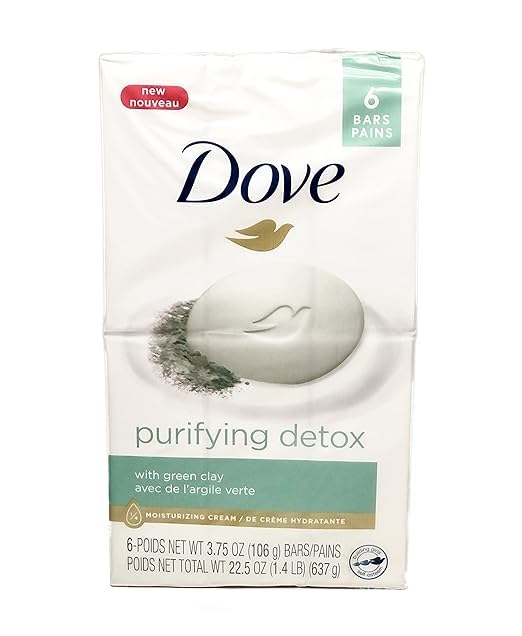 Dove Purifying Detox with Green Clay Bar Soap, 3.75 oz, Pack of 6 Beauty & Personal Care Dove