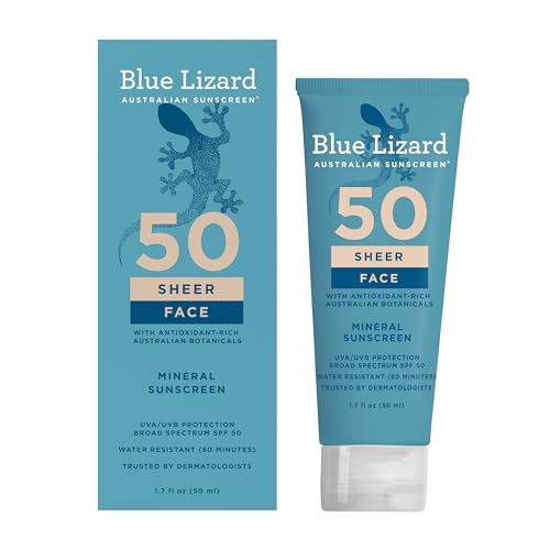 Blue Lizard Sheer Face Mineral SPF 50 Sunscreen Lotion, 100% Mineral Formula, Blue Light Protection, Lightweight, No White Cast, Nourishes Beauty & Personal Care BLUE LIZARD