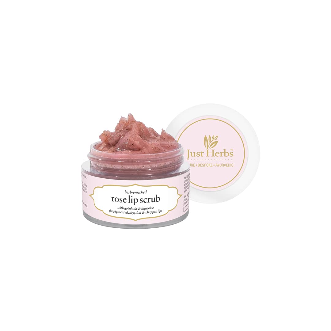 Just Herbs Organic Moisturizing Lip Scrub with Liquorice for Dry, Chapped & Smoker Lips - SLS & Paraben Free, Rose 15gm Beauty and Personal Care Just Herbs