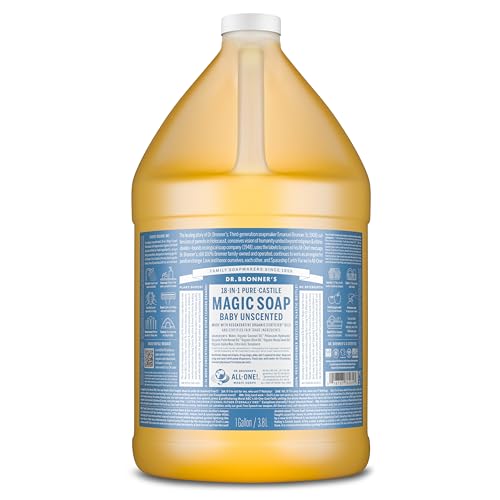 Dr. Bronner's Pure-Castile Magic Soap Liquid (Baby Unscented, 1 Gallon) - Made with Regenerative Organic Certified Oils- For Sensitive Skin, Babies Beauty & Personal Care Dr. Bronner's