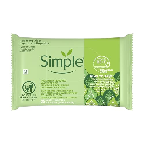 Simple Kind to Skin Facial Wipes Gentle and Effective Makeup Remover Cleansing Free from color and dye artificial perfume and harsh chemicals 25 Wipes Beauty & Personal Care Simple