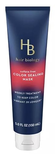 HB Hair Biology Sulfate Free Color Sealing Mask. 5 Fl Oz. Formulated to be safe for color-treated gray hair. Biotin infused helps seal damaged hair Beauty & Personal Care Hair Biology
