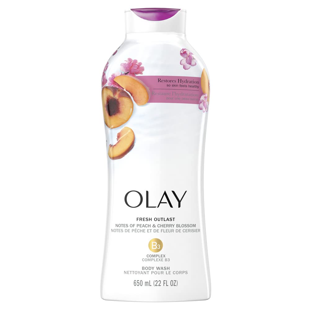 Olay Fresh Outlast Paraben Free Body Wash with Energizing Notes of Peach and Cherry Blossom, 650 mL Beauty & Personal Care Olay