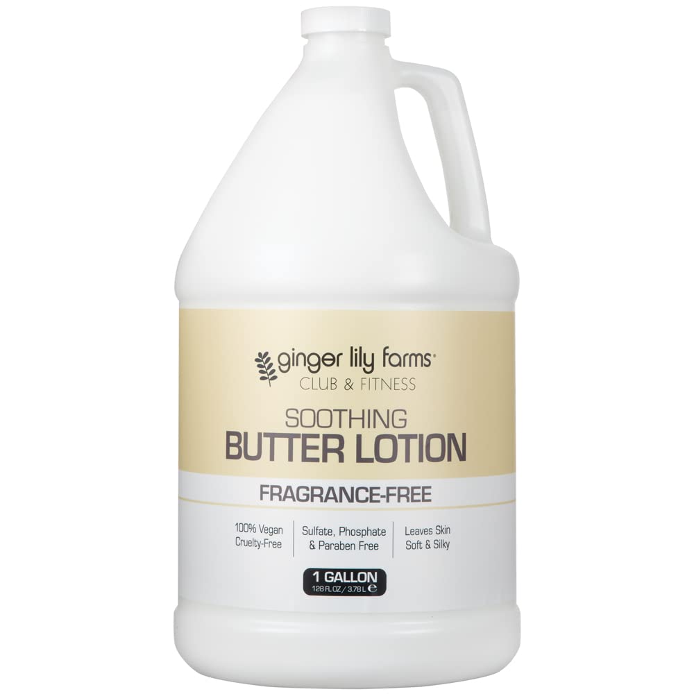 Ginger Lily Farms Club & Fitness Soothing Butter Lotion for Dry Skin, 100% Vegan & Cruelty-Free, Fragrance Free, 1 Gallon (128 fl oz) Refill Beauty & Personal Care Ginger Lily Farms