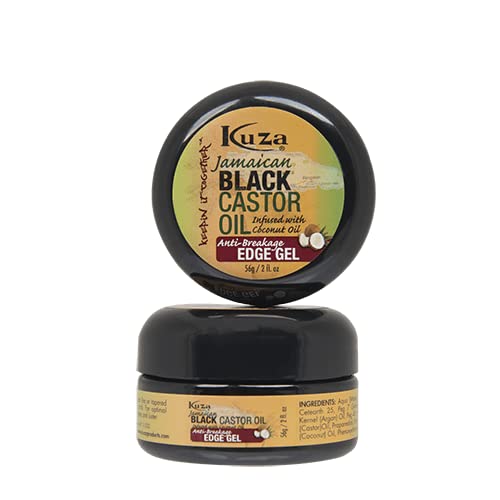 Kuza Jamaican Black Castor Oil Anti-Breakage Edge Gel - Infused with Coconut Oil - for Dry, Fragile Hair, 2 oz Beauty & Personal Care Kuza