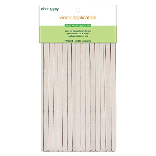 Clean + Easy Petite Wooden Applicator Waxing Sticks - Small Wax Sticks for Hair Removal Waxing, 100 Count Beauty and Personal Care Clean + Easy
