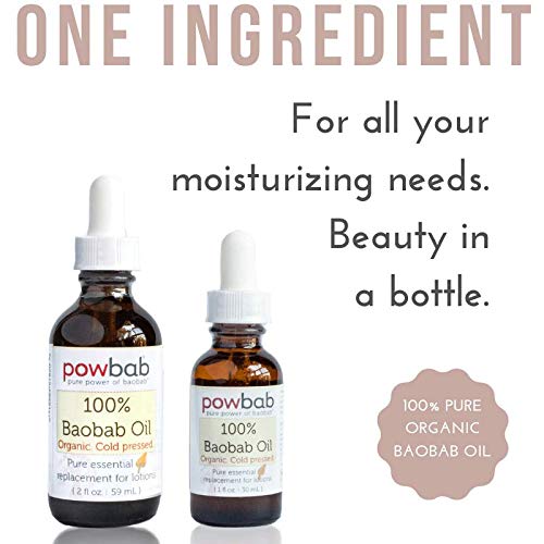 powbab 100% Baobab Oil Cold Pressed, Raw Organic Body Oil for Skin, Hair and Nail Repair. Pure Vitamin E Oil for Scars from Baobab Seeds for Skincare Beauty & Personal Care powbab