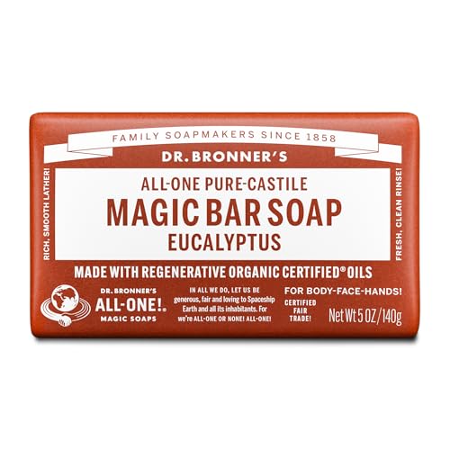 Dr. Bronner’s - Pure-Castile Bar Soap (Eucalyptus, 5 ounce) - Made with Organic Oils, For Face, Body and Hair, Gentle and Moisturizing, Biodegradable Beauty & Personal Care Dr. Bronner's