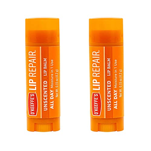 O'Keeffe's Unscented Lip Repair Lip Balm for Dry, Cracked Lips, Stick, (Pack of 2), clear (K0700137) Beauty & Personal Care O'Keeffe's