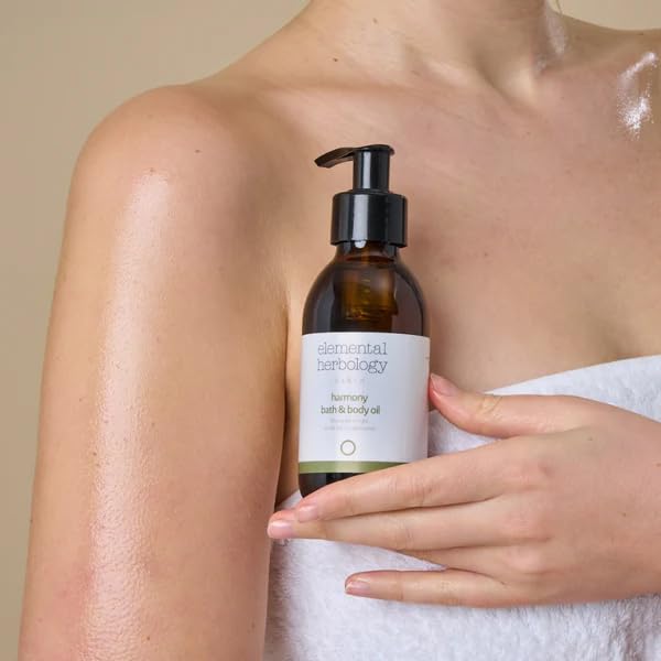 Elemental Herbology Harmony Bath & Body Oil 5.0 fl oz- Balancing Aromatherapy Oil with Mandarin, Cedarwood & Lime - Reduces Stress, Restores Emotional Beauty and Personal Care Elemental Herbology