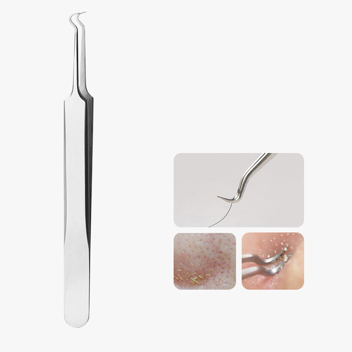 BEUKING Acne Blemish Blackhead Comedone Stainless Steel Nipper Blemish Extractor Tool for Remove Blackhead Acne Whitehead Pimple Bend Curved Tweezers Beauty & Personal Care BEUKING