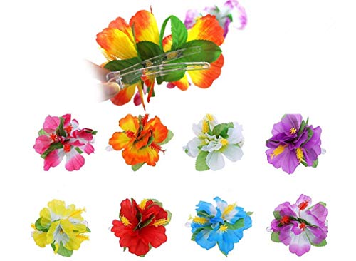 ALIMITOPIA Hawaiian Flower Hair Clip, 8pcs, Medium Size, Fabric Artificial Tropical Flower Hairpin Barrette, Hair Accessories for Luau Beach Party Beauty & Personal Care ALIMITOPIA