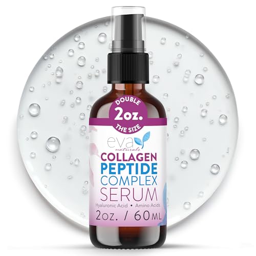 Collagen Serum for Face by Eva Naturals - Anti Aging Multi Peptide Face Serum with Hyaluronic Acid - Firming Hydrating Wrinkle Reducer Peptide Serum Beauty & Personal Care Eva Naturals