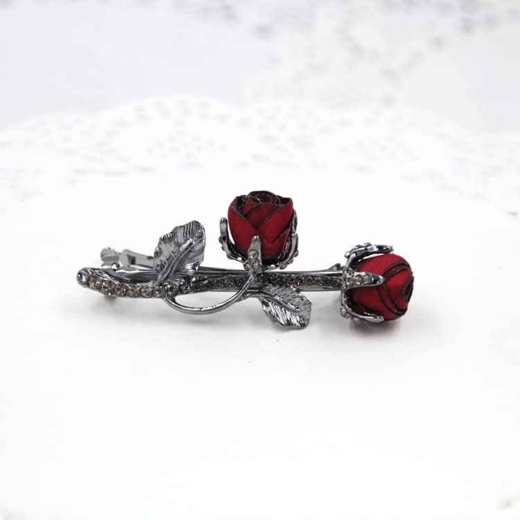 Vintage Crystal Rose Hair Clips,Elegant Rhinestones Rose Flower Metal Hair Clips Hair Barrette Ponytail Holder Slide Clips Hair Jewelry Beauty & Personal Care BeeGift