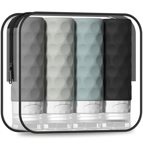 Silevoler Travel Bottles for Toiletries, 4pcs Tsa Approved 3oz Travel Size Containers, BPA Free Leak Proof Premium Silicone Bottles, Refillable Liquid Beauty and Personal Care Silevoler Default Title