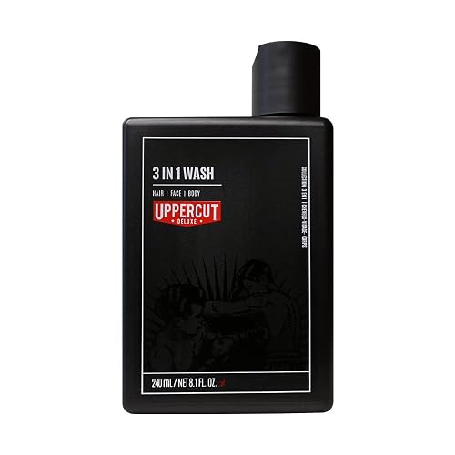 UPPERCUT DELUXE 3 in 1 Wash for Men - Shampoo, Face & Body Wash - Hair, Face & Body Cleanser with Coconut Oil - Hydrating Daily Mens Shower Gel - Bay Beauty & Personal Care UPPERCUT DELUXE