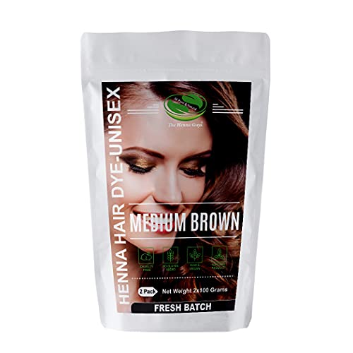 2 Packs Of Medium Brown Henna Hair & Beard Color/Dye 100 Grams - Natural Hair Color, Plant-based Hair Dye - The Henna Guys Beauty & Personal Care The Henna Guys