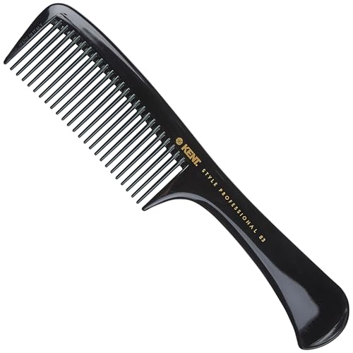 Kent SPC83 Black Salon-Style Barber Comb and Dressing Cutting Detangler with Wide Teeth - Professional Barber Wide Tooth Comb for Styling for Medium