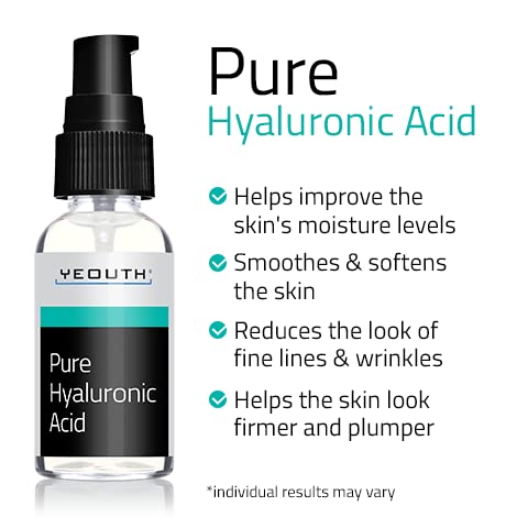 YEOUTH Pure Hyaluronic Acid Serum for Face with 99% Hyaluronic Acid, Plumping Hydrating Serum Targets the Appearance of Fine Lines, Dry and Dull Skin Beauty & Personal Care YEOUTH