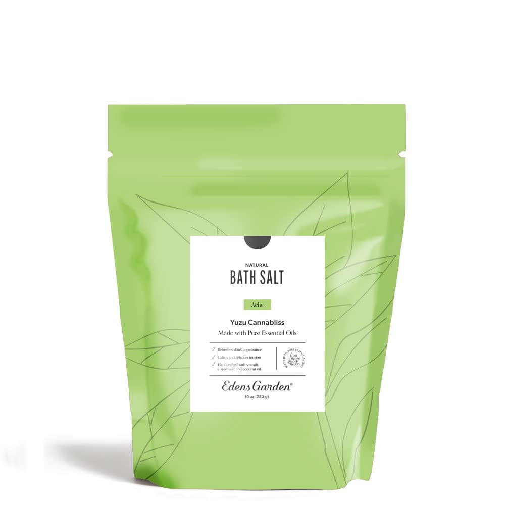 Edens Garden Ache Bath Salt Soak - Yuzu Cannabliss Blend with Pure Essential Oils, Epsom, Dead Sea Salt & Magnesium - for Men & Women, Tension Relief Beauty and Personal Care Edens Garden