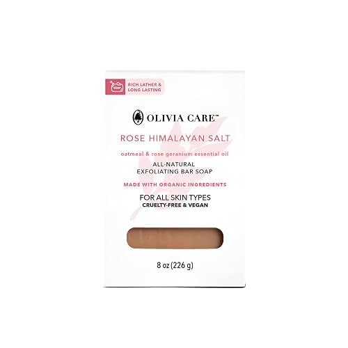 Olivia Care Exfoliating Bar Soap, Rose Himalayan Salt, 100% Natural, Organic Ingredients, Clean Energize Mind Body, Full of Vitamin & Antioxidants Beauty & Personal Care Olivia Care