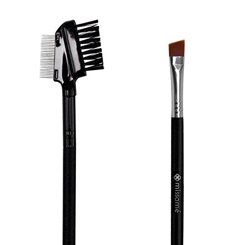 Metal Teeth Eyelash Comb and Duo End Angled Eyebrow Brush with Spoolie, Best To Define Mascara, Eye Brow Powder Makeup and Lash Extension Beauty & Personal Care Missamé
