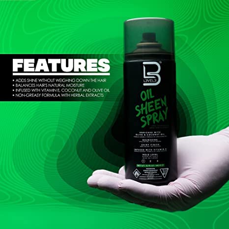L3 Level 3 Oil Sheen Spray - Adds Shine to Hair After Styling - Infused with Vitamin E, Olive and Coconut Oil and Herbal Extracts Level Three Oil Beauty & Personal Care L3