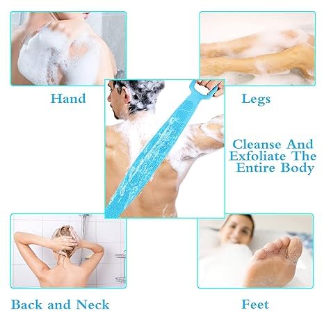 PROSTHIL Silicone Back Scrubber Belt - 28 Inch Double-Sided Bath Scrub Strap for Men & Women, Gently Exfoliates & Massages Skin, Back Washer Shower Beauty and Personal Care PROSTHIL