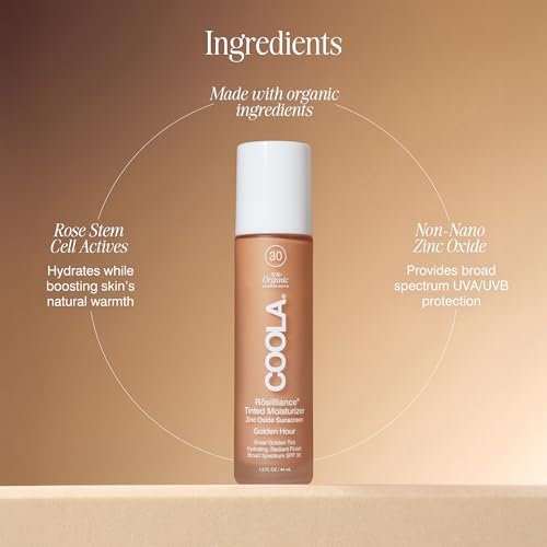 COOLA Organic Rosilliance BB Cream with SPF 30, Tinted Moisturizer Sunscreen & Foundation, Dermatologist Tested, Golden Hour, 1.5 Fl Oz Beauty & Personal Care COOLA
