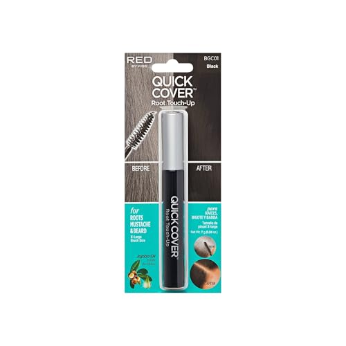 RED by KISS Quick Cover Root Touch Up Rescue (Black), Mascara Natural Water-Resistant Temporary Gray Concealer Cover Up Brush for Hair Mustache Beauty & Personal Care Red by Kiss