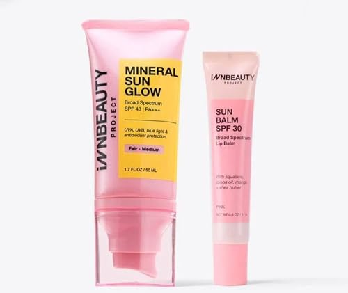 INNBEAUTY Project Mineral Sun Care Duo - Glow in Fair-Medium and Balm in Pink, 1 Count Beauty & Personal Care Innbeauty Project