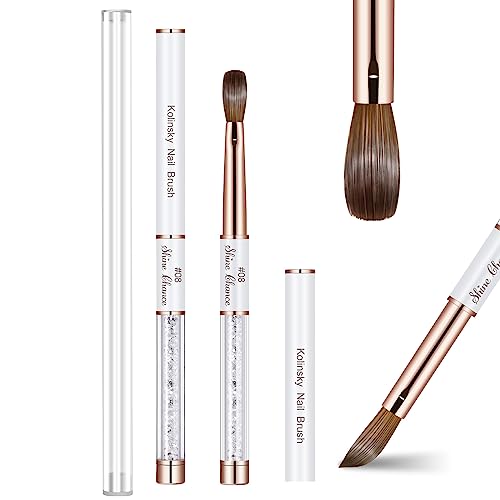 Shine Chance Acrylic Nail Brush Size 8, 100% Real Kolinsky Art Nail Brush for Acrylic Powder Application, Handmade Women Manicure Nail Extension Tool Beauty & Personal Care Shine Chance